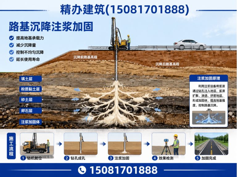 鸡泽县基础下沉注浆顶升展示图